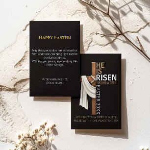 Personalised He Is Risen Vintage Easter Cross Card