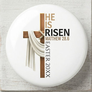 Personalised He Is Risen Vintage Easter Cross Ceramic Knob