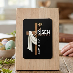 Personalised He Is Risen Vintage Easter Cross Magnet