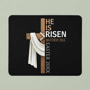 Personalised He Is Risen Vintage Easter Cross Mouse Pad