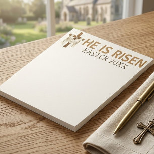 Personalised He Is Risen Vintage Easter Cross Notepad