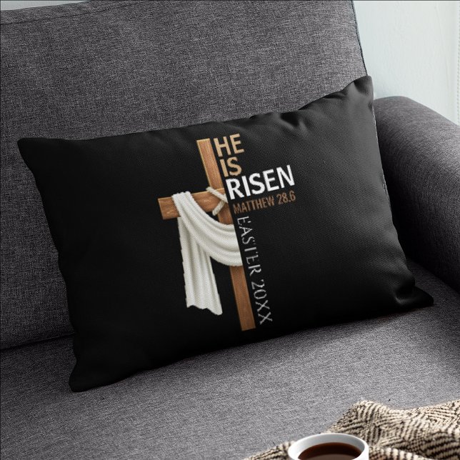 Personalised He Is Risen Vintage Easter Cross Pillowcase (Creator Uploaded)