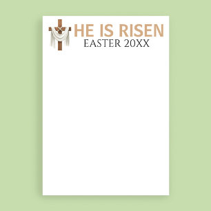 Personalised He Is Risen Vintage Easter Cross Stationery
