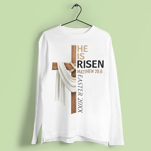 Personalised He Is Risen Vintage Easter Cross T-Shirt