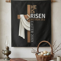 Personalised He Is Risen Vintage Easter Cross