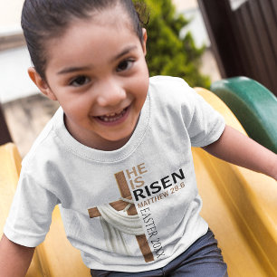 Personalised He Is Risen Vintage Easter Cross Toddler T-Shirt
