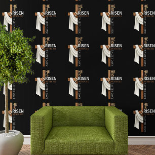 Personalised He Is Risen Vintage Easter Cross Wallpaper