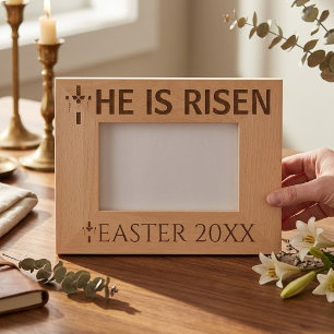 Personalised He Is Risen Vintage Easter Religious Etched Frames
