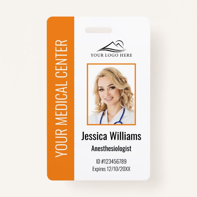 Personalised Healthcare Employee Orange ID ID Badge (Front)