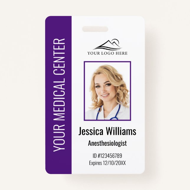 Personalised Healthcare Employee Purple ID ID Badge (Front)