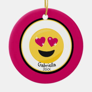 Personalised Hear Eyes Love Emoji Ornament