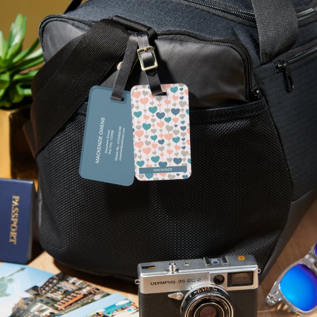 Personalised Heart Ablaze Pattern Luggage Tag (Front & Back)