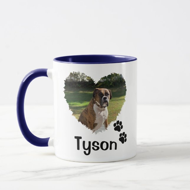 Personalised Heart and Paws Pet Photo Two-Tone Cof Mug (Left)
