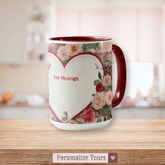 Personalised Heart and Rose Mug