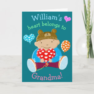 Personalised Heart Belongs To Grandma Thank You Card