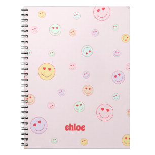 Personalised Heart Eyes Happy Face Notebook