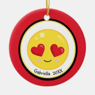 Personalised Heart Eyes Love Emoji Ornament