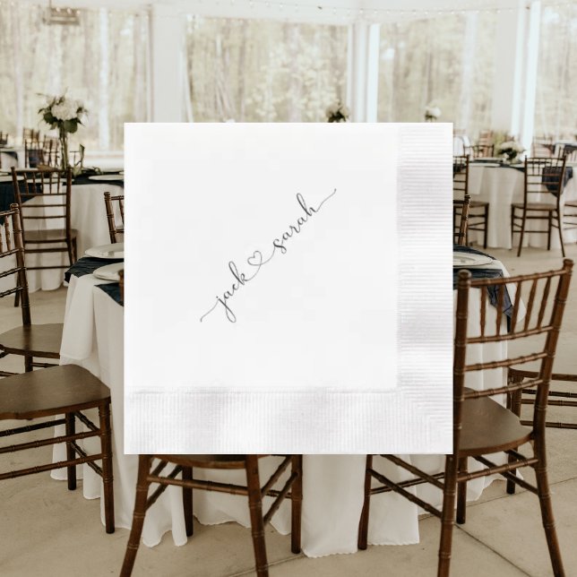 Personalised Heart Font Couple Names Wedding Napkin (Creator Uploaded)