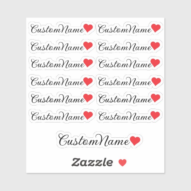 Personalised Heart Guest List – 12 Custom Name (Sheet)