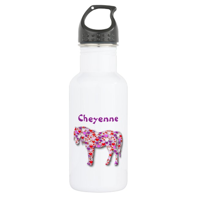 Personalised Heart Horse Pink - 532 Ml Water Bottle (Front)