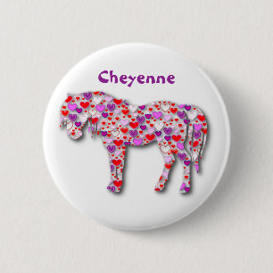 Personalised Heart Horse Pink - Button