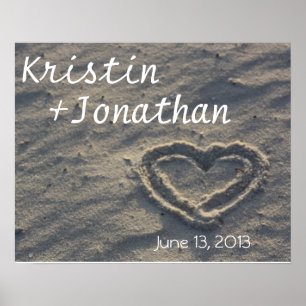 Personalised Heart in the Sand Wedding Gift Poster