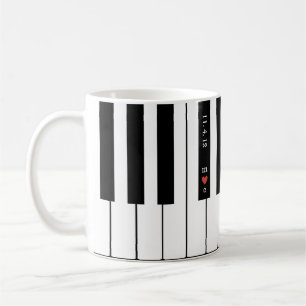 Personalised Heart Initial Couples Piano Mug