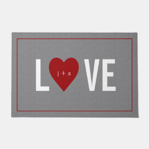 Personalised Heart Initial Grey Doormat