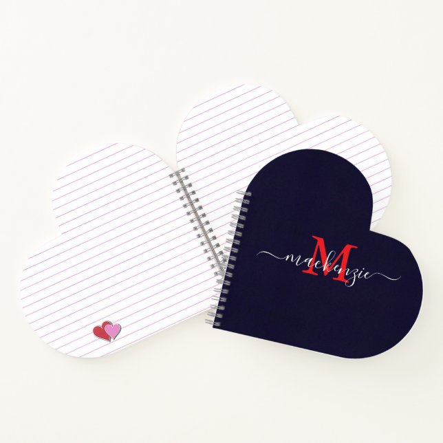 Personalised Heart Initials Spiral Bound Journal (Inside)