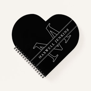 Personalised Heart Notebook with Monogram & Name