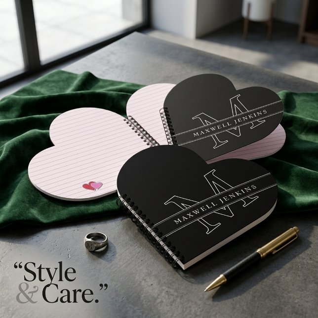 Personalised Heart Notebook with Monogram & Name (Personalized Heart Notebook with Monogram & Name)