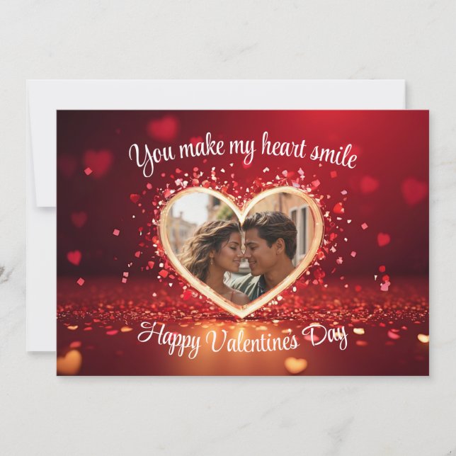 Personalised Heart Photo Frame Card (Front)