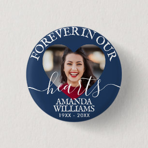 Personalised Heart Photo Memorial 3 Cm Round Badge
