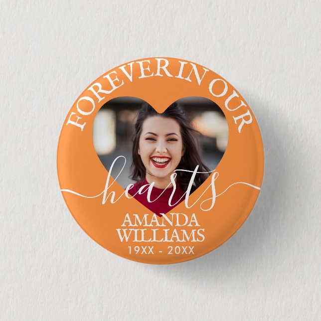 Personalised Heart Photo Memorial 3 Cm Round Badge (Front)