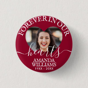Personalised Heart Photo Memorial 3 Cm Round Badge