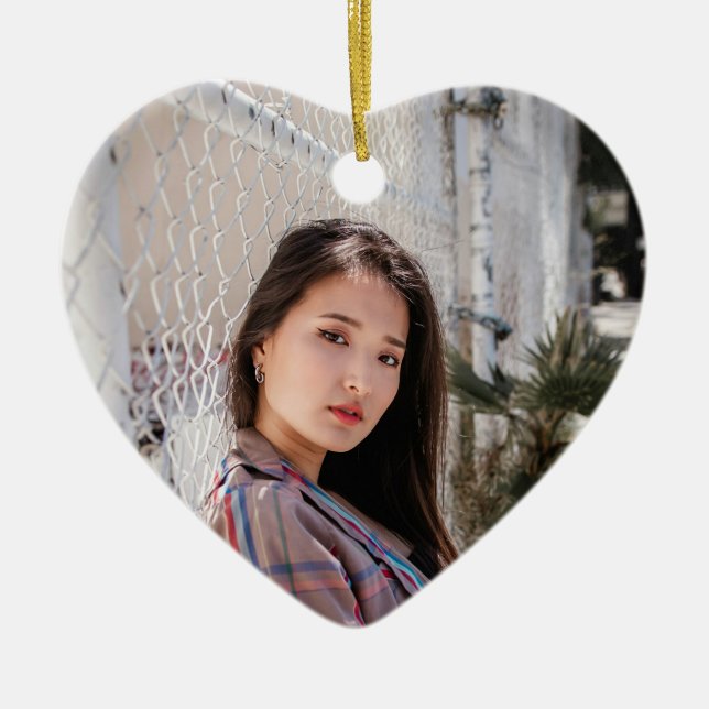 Personalised Heart Photo Ornament Birthday Message (Front)