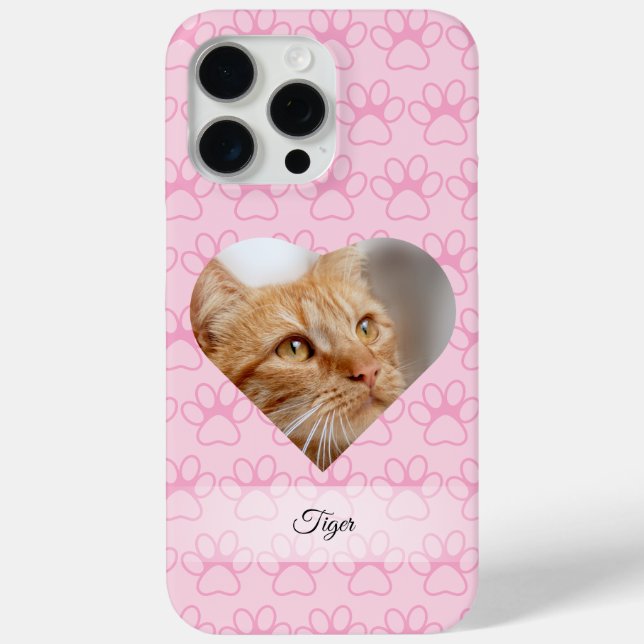 Personalised Heart Photo Paw Print Case-Mate iPhone Case (Back)
