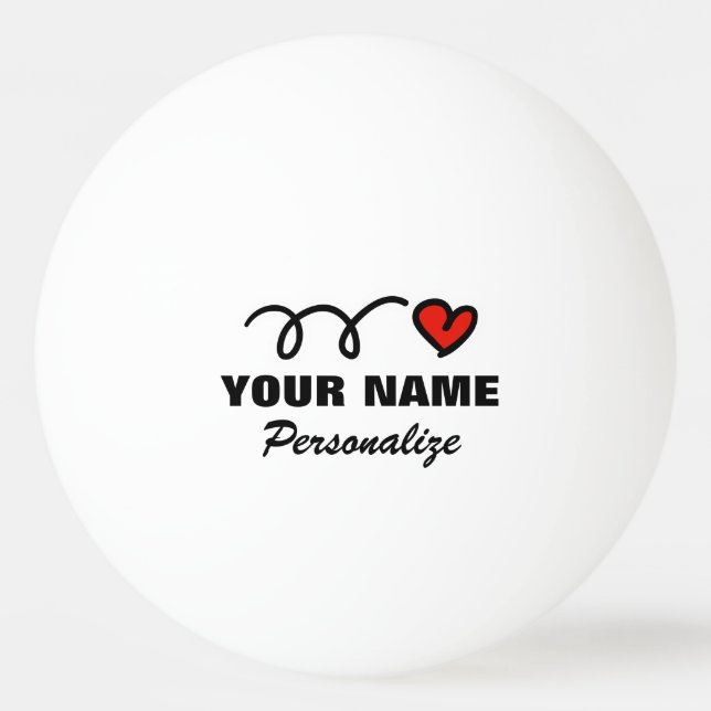Personalised heart ping pong ball for table tennis (Front)