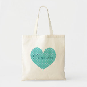Personalised heart polka dots pattern tote bag