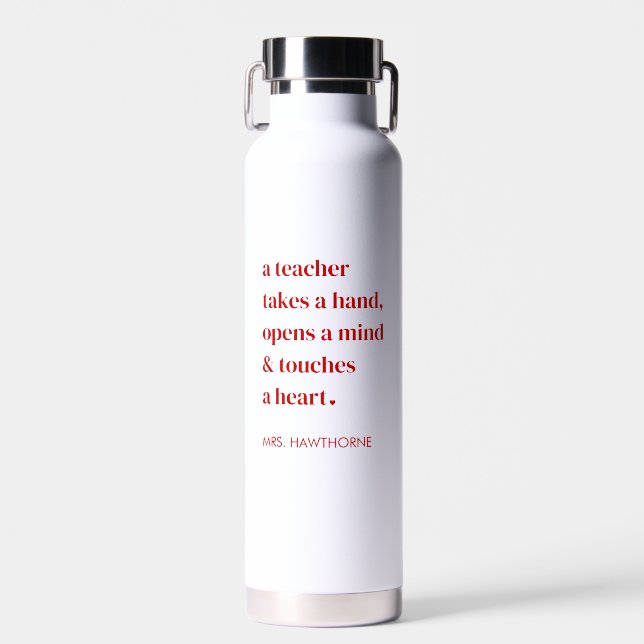 Personalised Heart Quote for Teacher Water Bottle (Front)