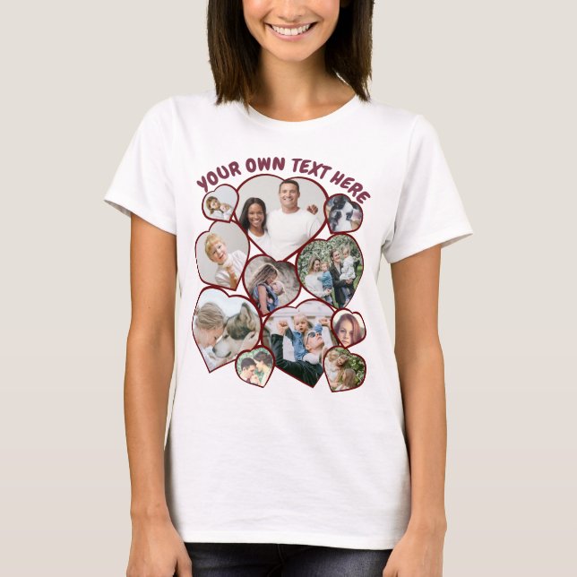 Personalised heart shaped photo collage T-Shirt (Front)