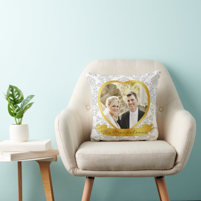 Personalised heart shaped photo cushion (Chair)