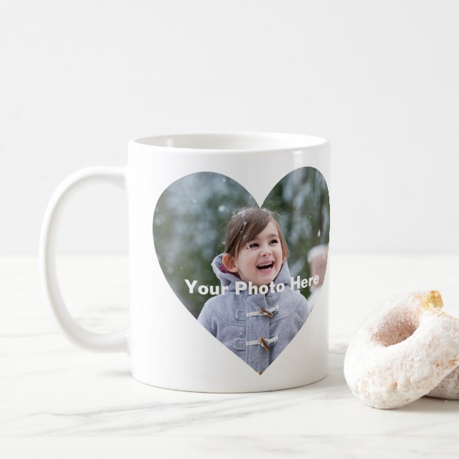 Personalised Heart-Shaped Photo Mug (With Donut)