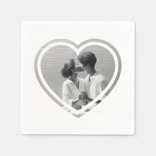 Personalised Heart Shaped  Photo Wedding  Napkin