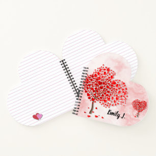 Personalised Heart Shaped Spiral Notebook