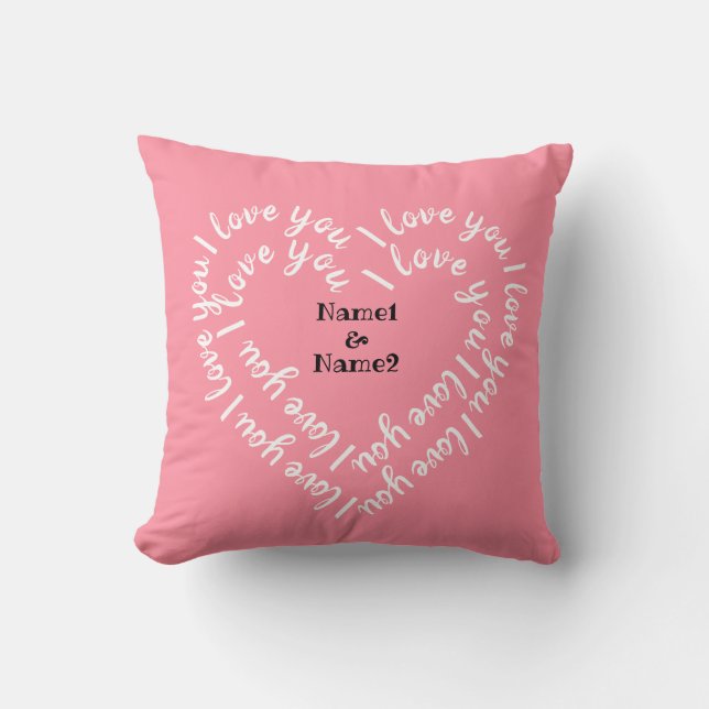 Personalised Heart Shaped Text "I love you" Cushion (Front)