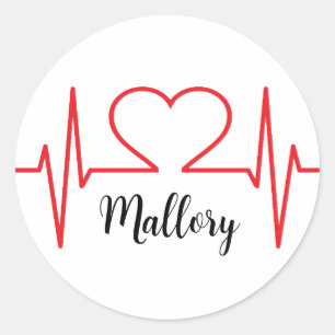 Personalised Heart Simple Medical Classic Round Sticker