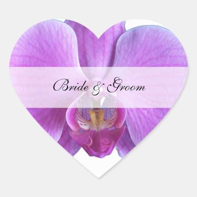 Personalised Heart Stickers Wedding  --  Orchid (Front)