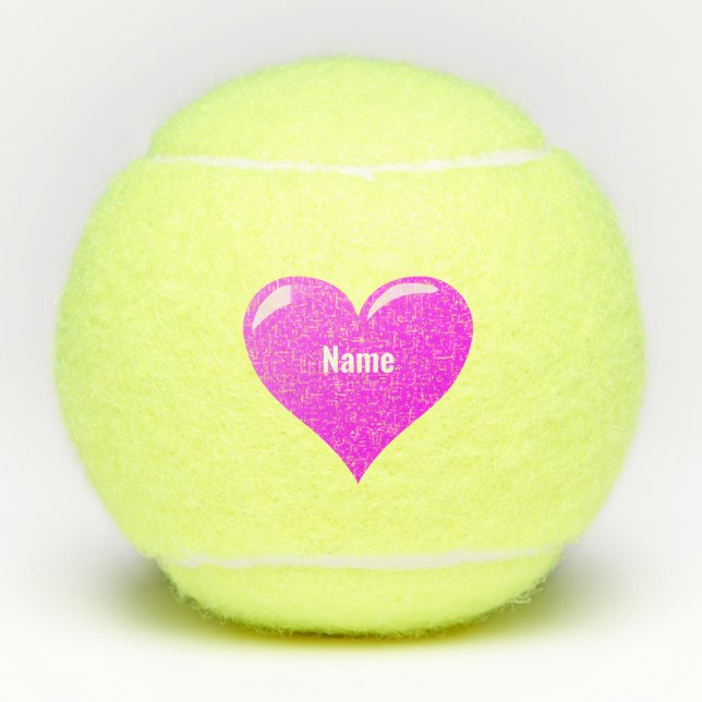 Personalised Heart Tennis Balls with Custom Name (Front)