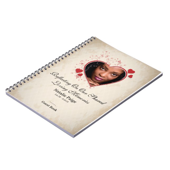 Personalised Heart-Themed Memorial Guest Book (Left Side)